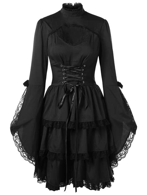 Women's Gothic Victorian Witch Vampire Dress Medieval Renaissance Halloween Cosplay Hooded ...