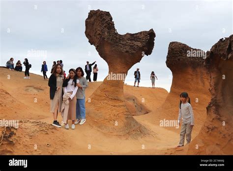 YEHLIU, TAIWAN - NOVEMBER 24, 2018: People visit Yehliu Geopark in ...