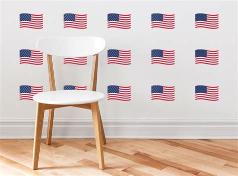 Waving American Flag Fabric Wall Decal- Set of 15 Flags - Sunny Decals