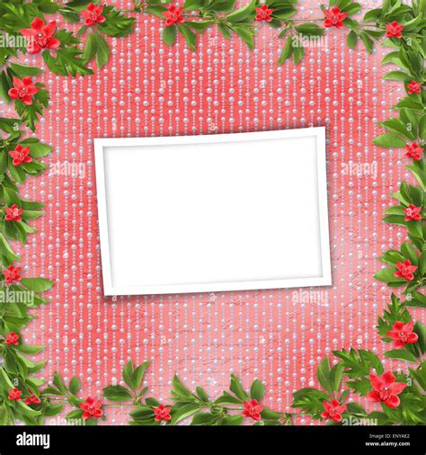 Card for invitation or congratulation with red orchids Stock Photo - Alamy