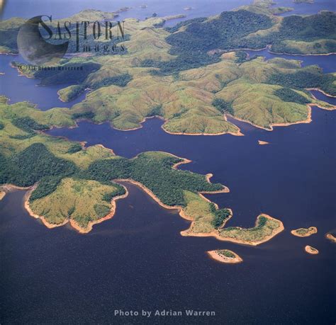 Guri Reservoir, the largest reservoir in Venezuela, created by the Guri Dam, Estado Bolivar ...