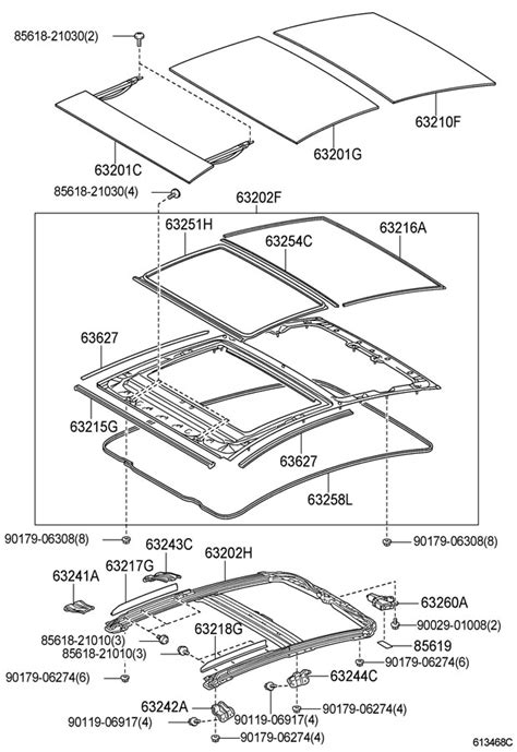 TOYOTA PRIUS Sunroof Opening Trim (Front). W/SUNROOF - 6321547010 ...