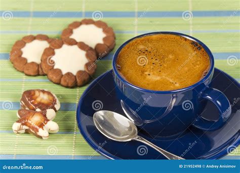 Blue cup with coffee. stock photo. Image of aroma, energy - 21952498