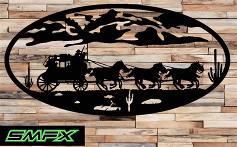 Western stagecoach Scene Metal wall art – SMFX METAL ART