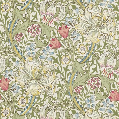 Gordon Smith (Malvern) Ltd. - William Morris Golden Lily Green/Red Wallpaper 210398