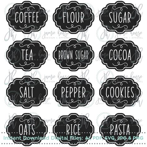 Farmhouse Pantry Canister Labels SVG Cut File Coffee Flour | Etsy