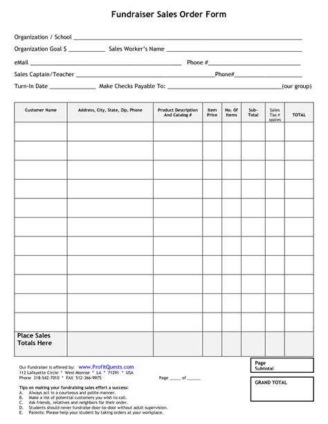 Fundraiser Order Form | Fundraiser Order Form Template in Blank Fundraiser Order Form Template ...