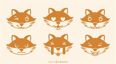 Fox Emoji Vector Set Vector Download