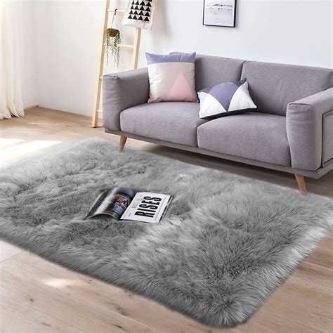 Lochas Super Soft Faux Sheepskin Fur Area Rugs for Bedroom Floor Shaggy Plush Carpet Faux Fur ...