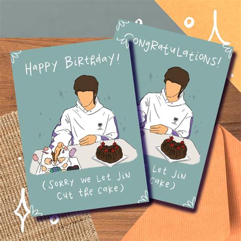 BTS Jin Cake Cutting Card, Birthday, Congrats, Anniversary, Funny Meme Cake Chop Weverse Live ...