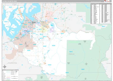 Tacoma, WA Metro Area Wall Map Premium Style by MarketMAPS - MapSales