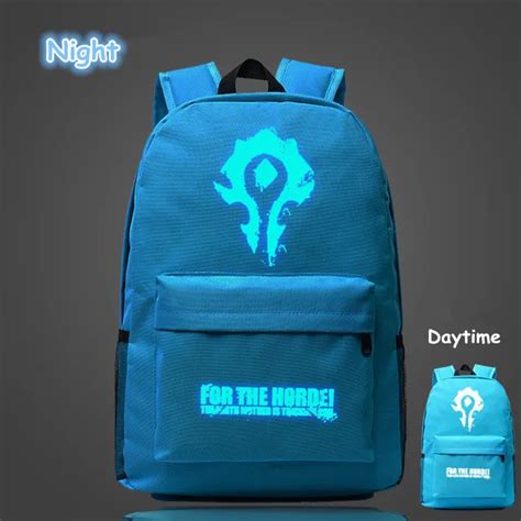 FVIP WOW For The Horde World Of Warcraft Backpack School Bags Luminous Backpacks Tribe Alliance ...