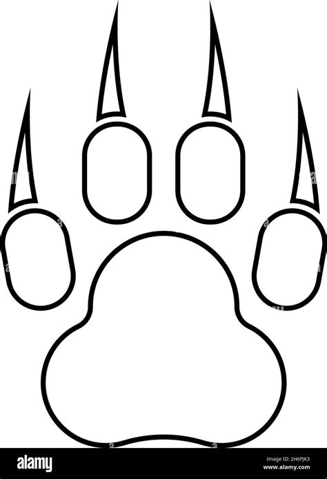 Print animal paw with claws Foot contour outline icon black color vector illustration flat style ...