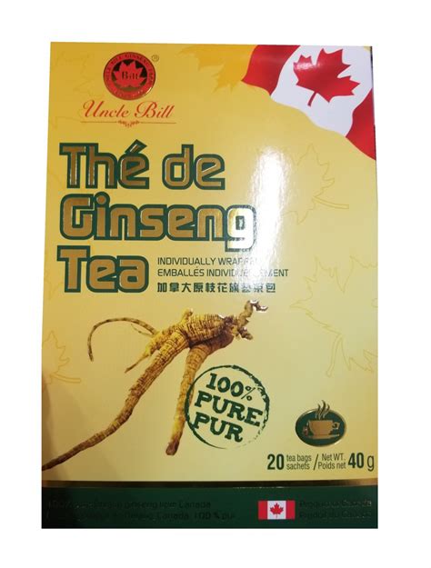 NEW Uncle Bill Ginseng Herbal Tea 20 tea bags sachets 100% Pure Ginseng NOW