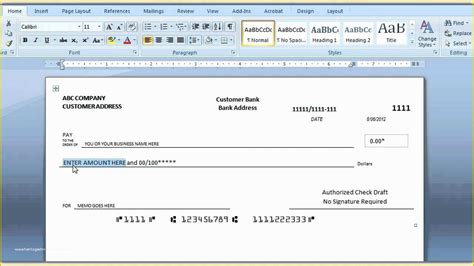 Free Check Printing Template Of How to Print A Check Draft Template ...