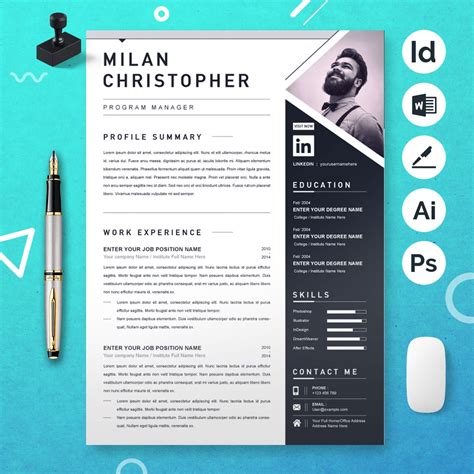 2 Page Professional Simple Graphic Designer Resume Template Word Clean Resume Template Apple ...