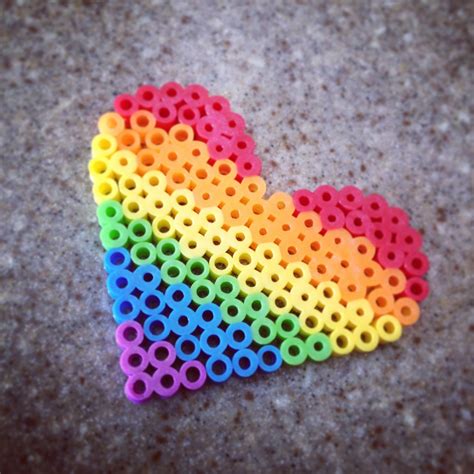 Rainbow Heart | Perler beads, Perler beads designs, Perler bead disney