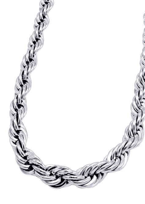 White Gold Plated Mens Solid Rope Chain – FrostNYC