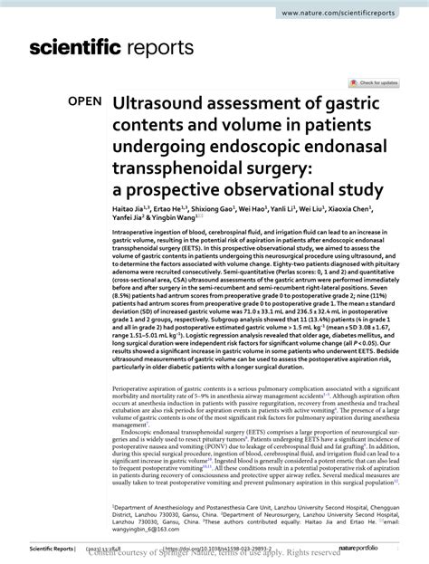 (PDF) Ultrasound assessment of gastric contents and volume in patients undergoing endoscopic ...