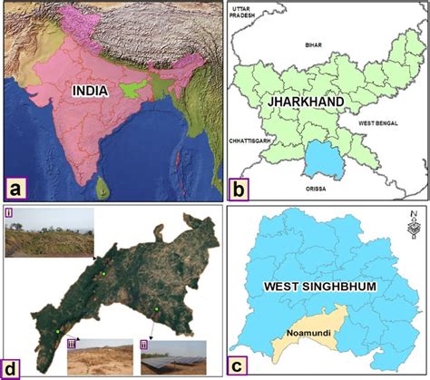 Location map-a India, b Jharkhand State, c West Singhbhum District; d ...