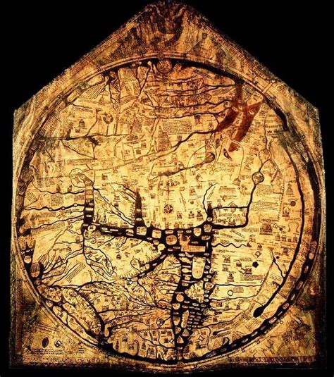 The Hereford Mappa Mundi: the largest medieval map that is still intact, featuring places ...