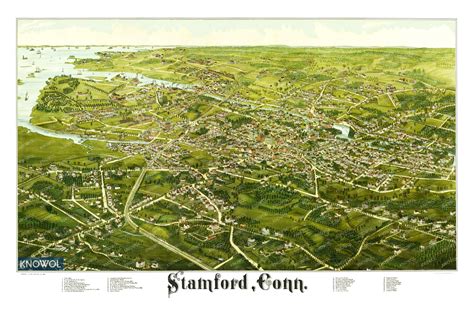 Beautiful hand drawn map of Stamford, Connecticut in 1883 - KNOWOL