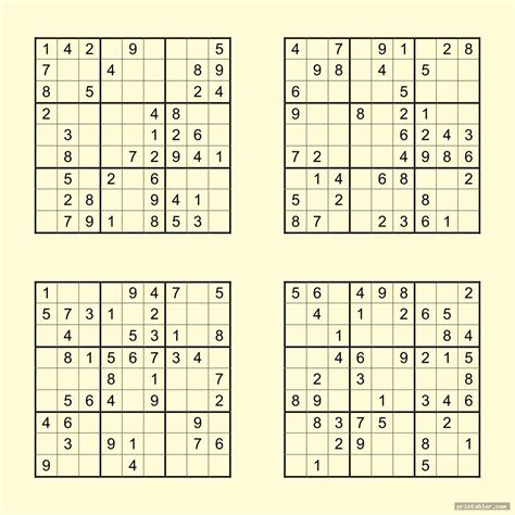 Sudoku Free Printable Puzzles 4 Per Page