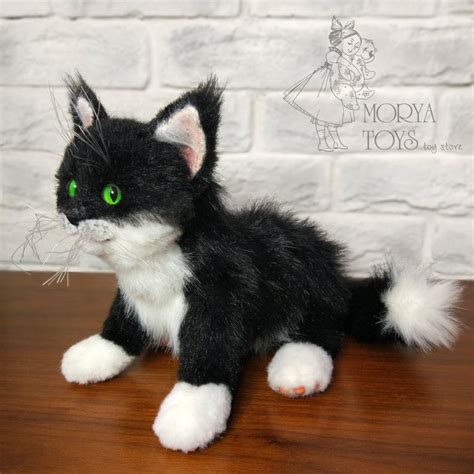 Realistic Stuffed Black and White Cat Cat Soft Toy Cute | Etsy | Cat soft toy, Realistic stuffed ...