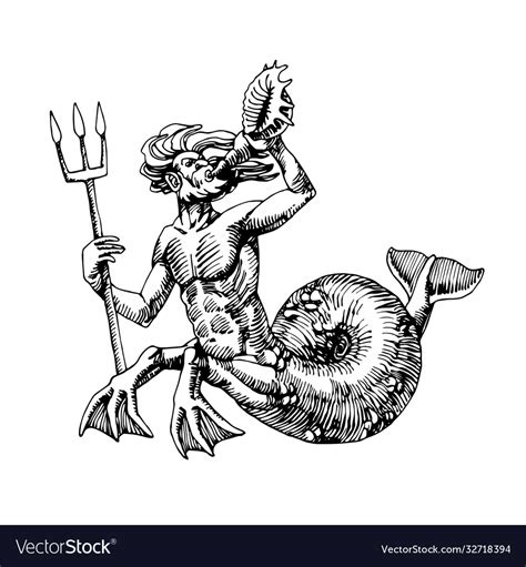 Triton an ancient greek god deep sea Royalty Free Vector