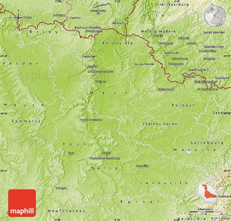 Physical Map of Meurthe-et-Moselle