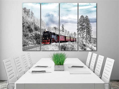 Train canvas Train decor Locomotive canvas Engine wall art | Etsy