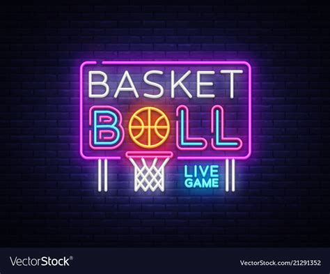 Basketball neon sign basketball design Royalty Free Vector