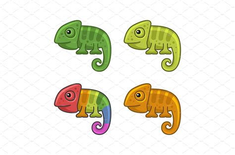 Cute Chameleons Color Set. Cartoon – MasterBundles