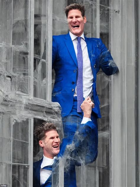 Sir Kier Starmer wearing a blue suit laughing as he | Stable Diffusion | OpenArt