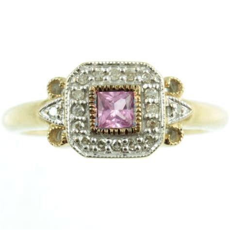 Vintage Pink Sapphire and Diamond Ring