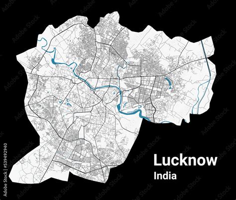 Lucknow map. Detailed map of Lucknow city administrative area. Cityscape panorama illustration ...