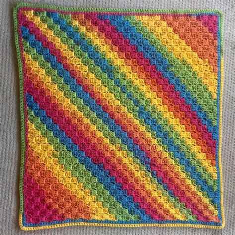 32”x32” C2C Blanket for my 4yo using Caron Chunky Cakes in Rainbow ...