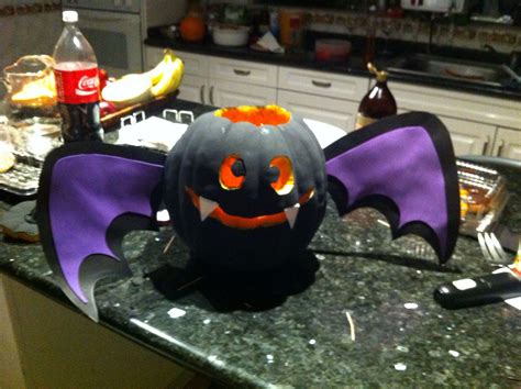 Bat carved pumpkin