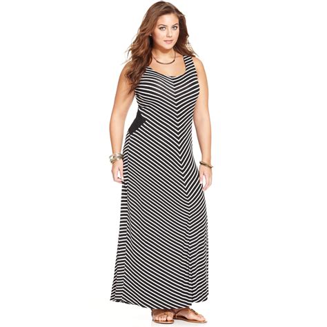 American Rag Plus Size Sleeveless Striped Maxi Dress in Gray (Classic Black Combo) | Lyst