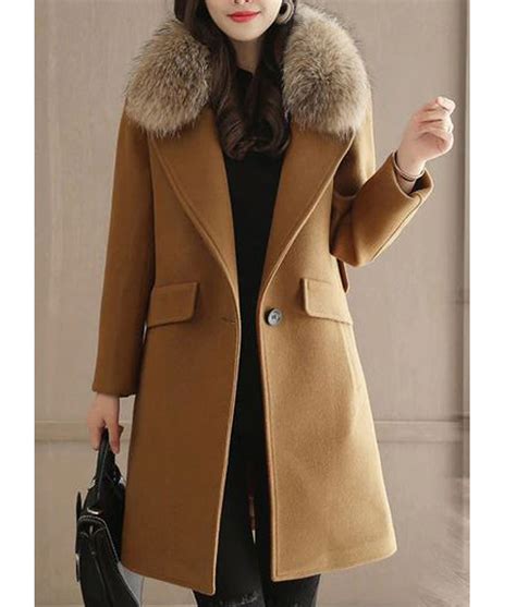 Women's Winter Wool Coat With Fur Collar - Jackets Creator