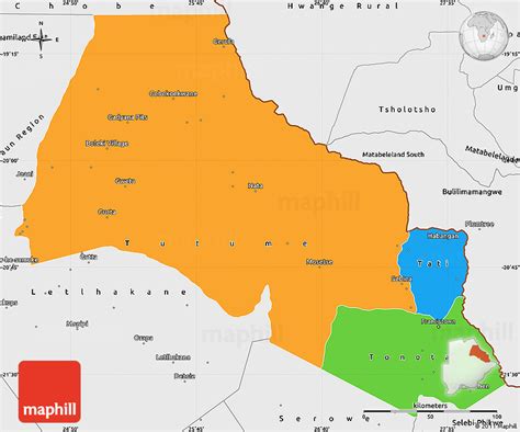 Political Simple Map of Francistown Region, single color outside ...