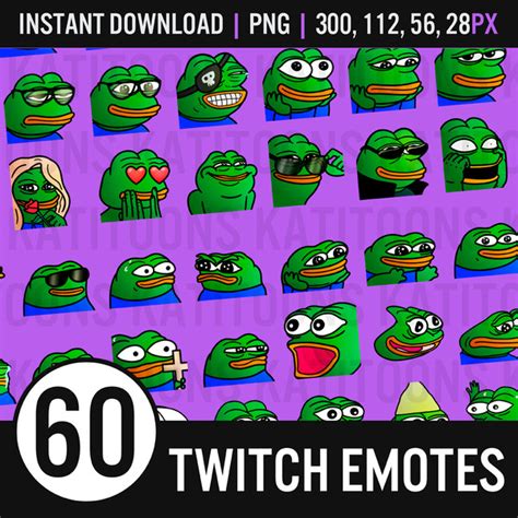 60 x Pepe Emotes Pack 02 / funny emotes / meme emotes - Inspire Uplift