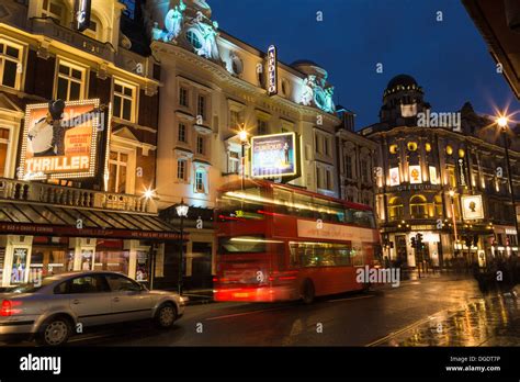 Shaftesbury Avenue West End theatres at night London Stock Photo - Alamy