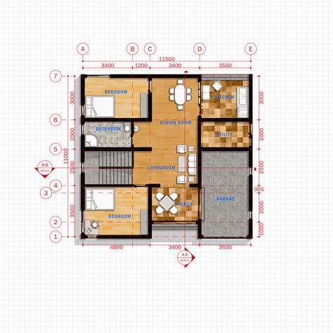 Simple Modern House 1 Architecture Plan with floor plan, metric units - CAD Files, DWG files ...