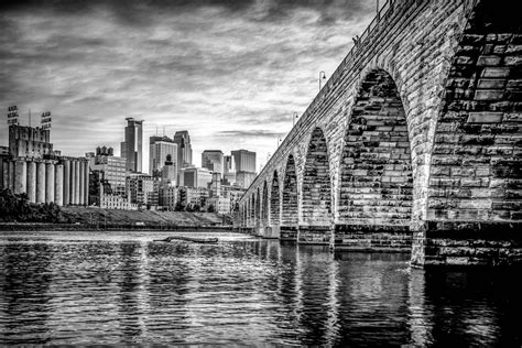 Minneapolis Skyline With the Stone Arch Bridge Color or - Etsy ...