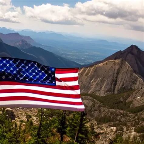 a US flag on a mountain | OpenArt