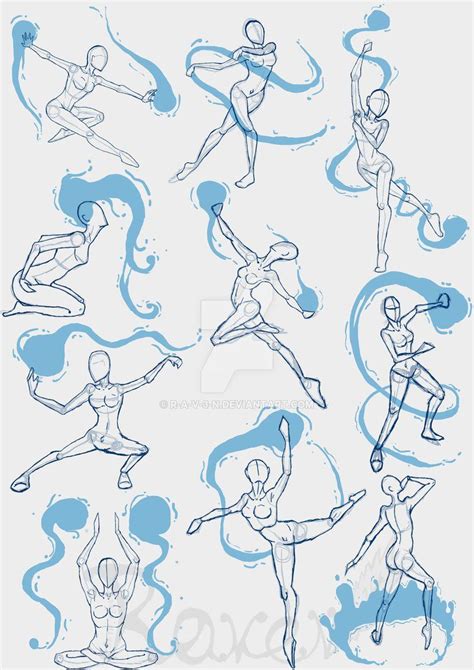 Did some practise waterbending pose sketches as I'm planning on doing some elemental stuff in ...