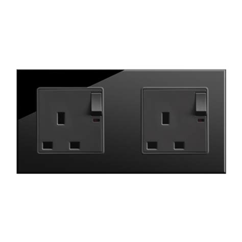 13A British Standard Double Switch Socket Outlet (Black) | QLITE Direct