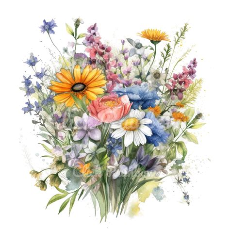 Wildflower Bouquet Clipart Wildflower Bouquet Art Bundle for - Etsy