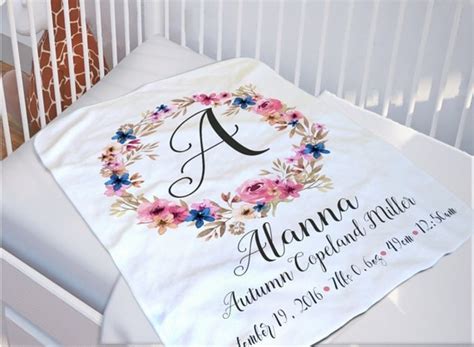 Baby Monogrammed Blanket Baby Name Blanket by SoulStudioPrints